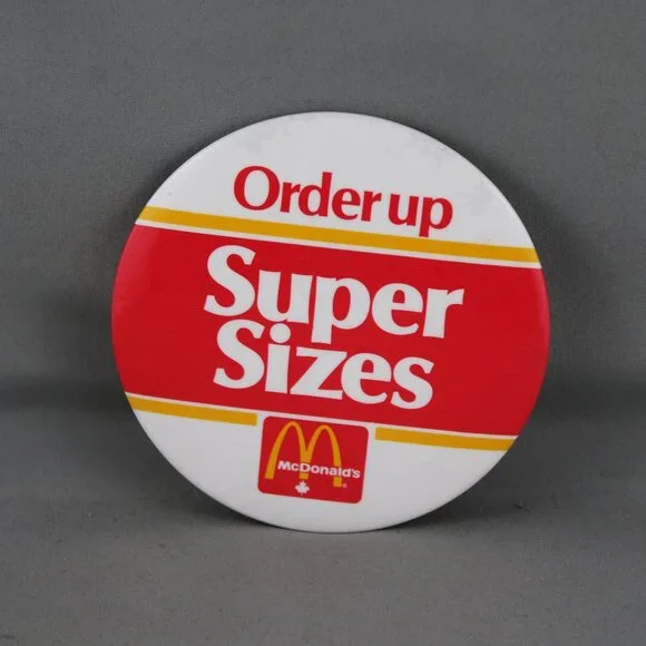 Vintage McDonalds PIn - Order Up Super Sizes - Celluloid Pin - Picture 3 of 3